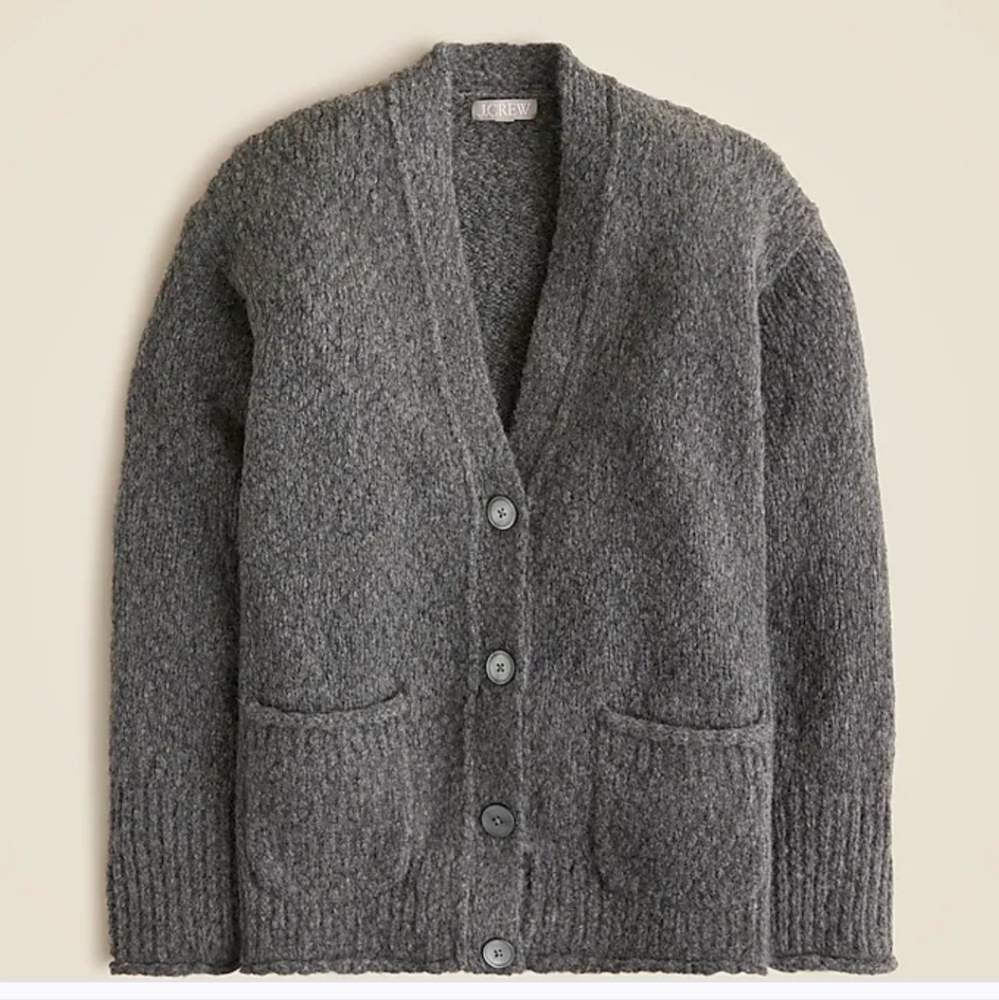 J Crew Relaxed cardigan sweater in textured yarn, Sz L, New CF283